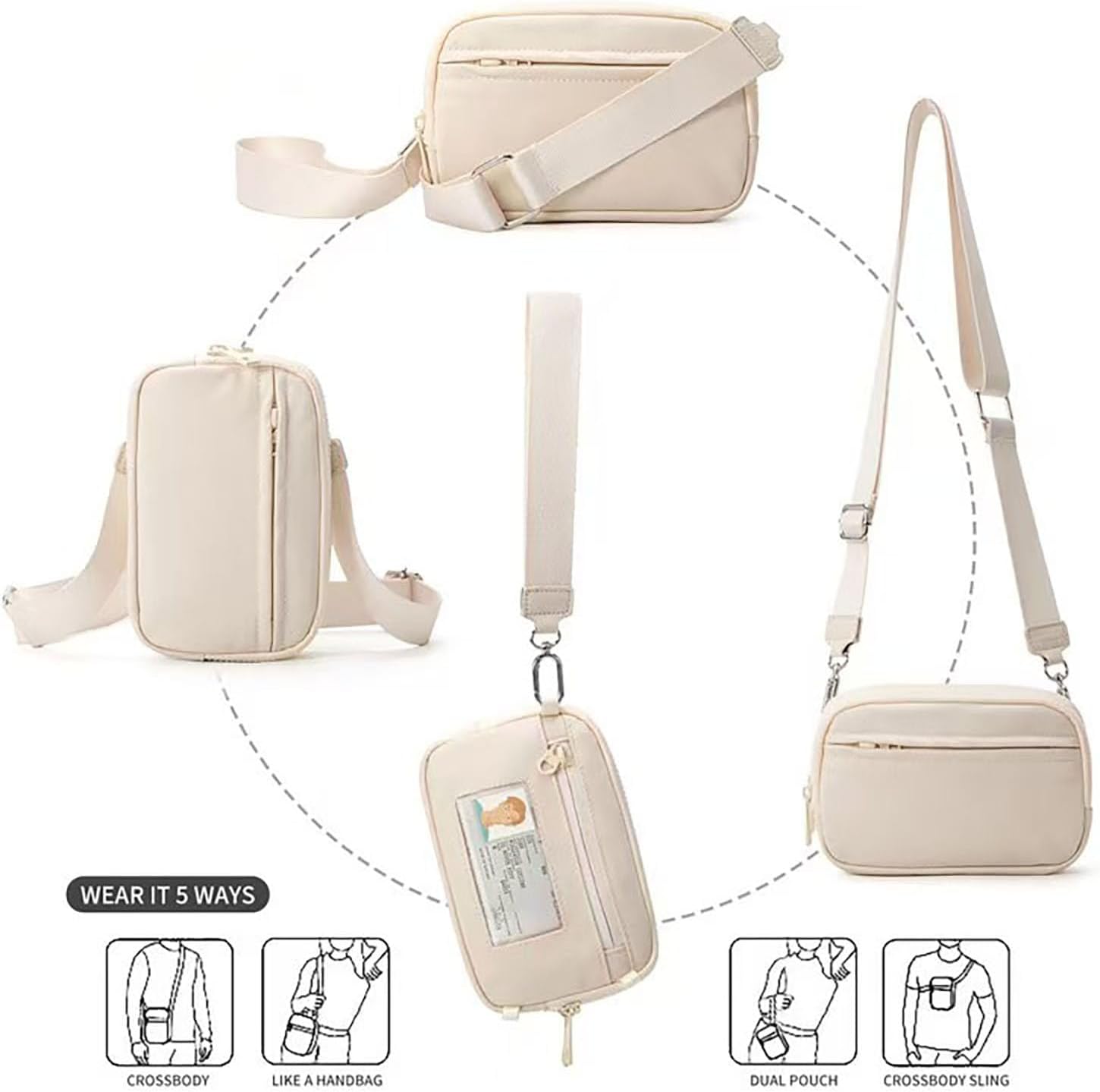 Wristlet wallets for women Nylon Quilted Wallet with Zippers,Zip Card Case with ID Window,Holder Cell Phone Organizer - Image 6