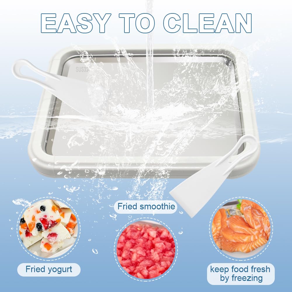 Teglia per gelato fai da te, macchina per gelato, rotolo di gelato istantaneo con 2 spatole, frullatore in acciaio inox
