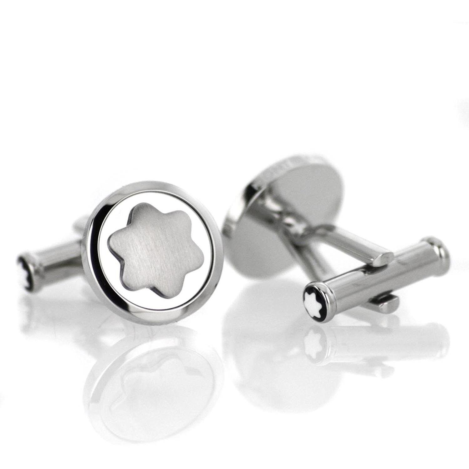 Montblanc gemelli rotondi emblema montblanc acciaio ref. 116660
