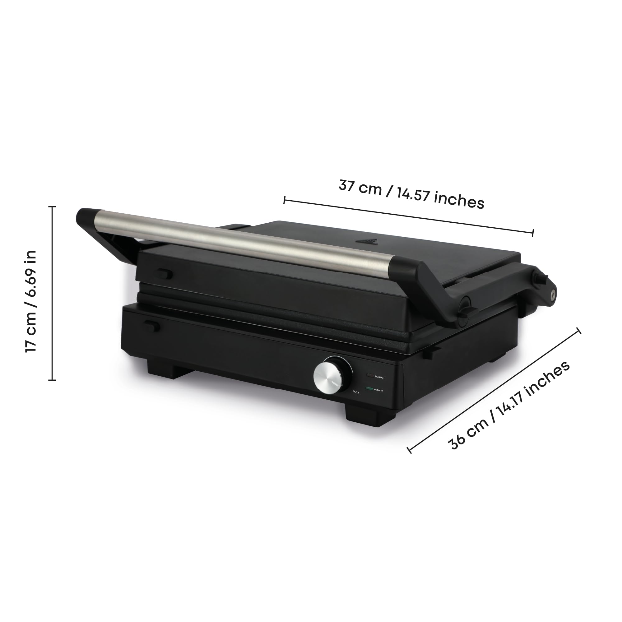 Hoffen Grill de Contacto 3 en 1, 1334 cm2, Placas Lavables Antiadherentes