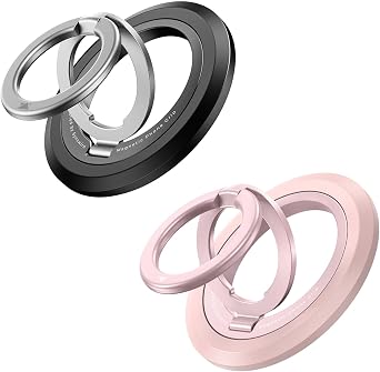 SYNCWIRE Magnetic Phone Ring Holder for MagSafe [2 Pack], 360 Rotation Dual Sided Magnet Grip Cell Phone Ring Stand Finger Kickstand Compatible with iPhone 17 16 15 14 13 12 Pro Max fits MagSafe