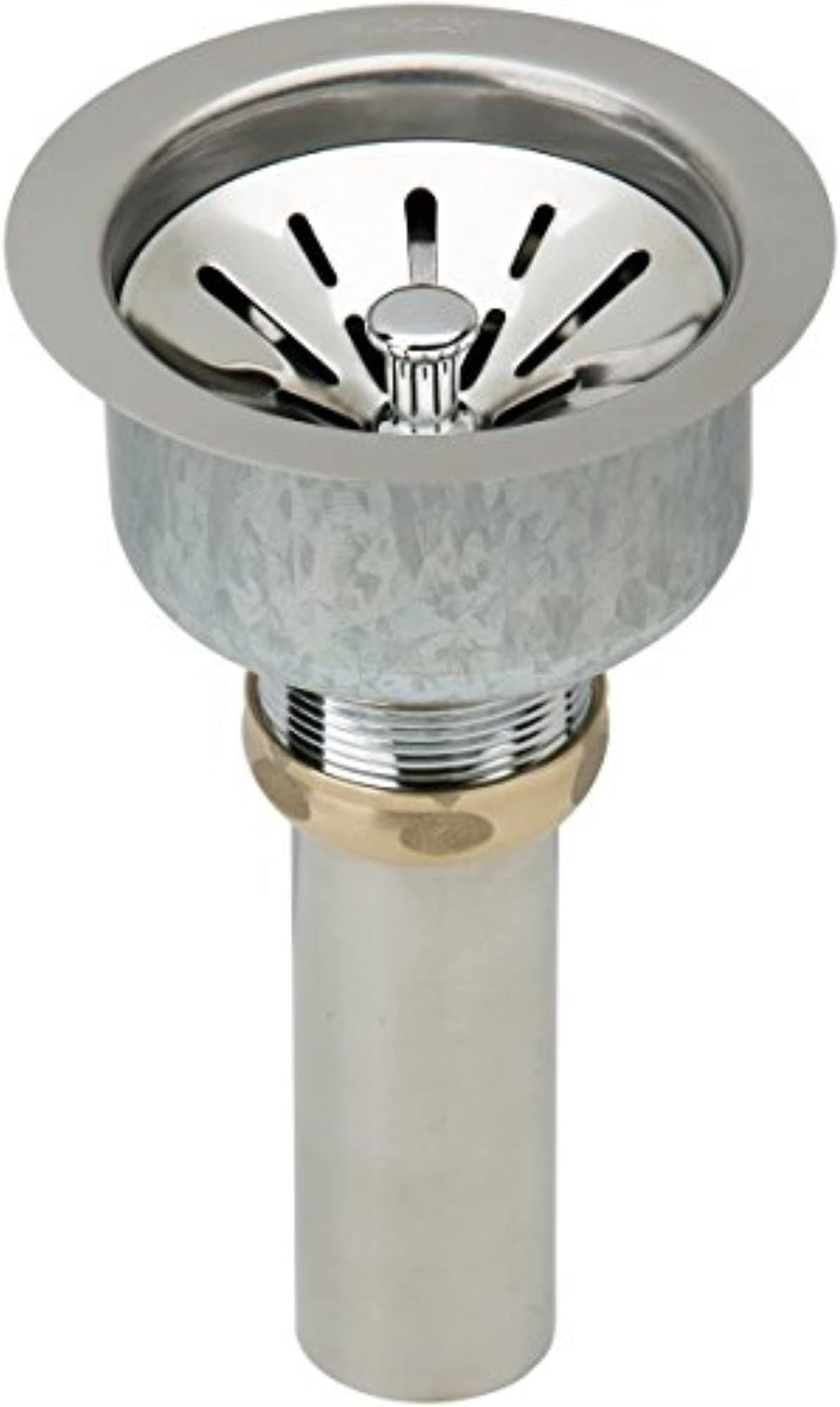LK99 3-1/2" Deluxe Drain with Type 304 Stainless Steel Body, Strainer Basket, Rubber Seal, and Tailpiece