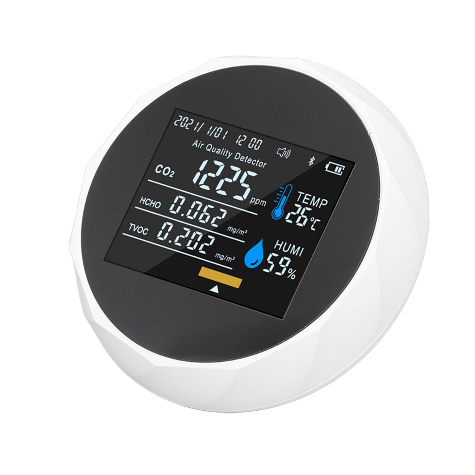 Monitor della qualità dell'aria Display a colori intelligente Rilevatore digitale portatile per Home Office Ricarica USB 5V (bianco)