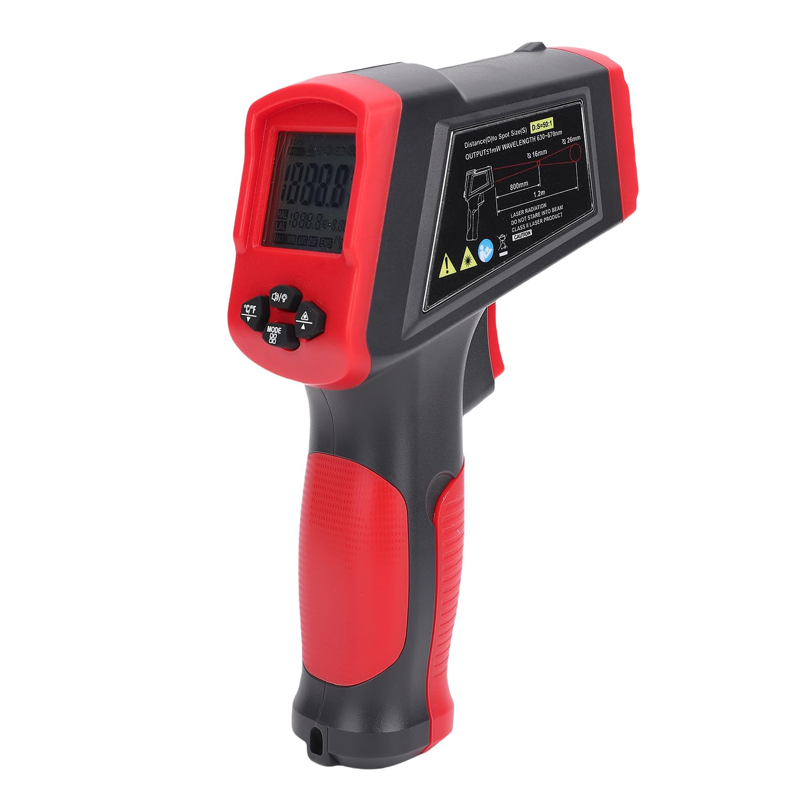 ViaGasaFamido Termometro a Infrarossi, Materiale ABS con Retroilluminazione LCD, Strumento di Misurazione della Temperatura Senza Contatto per Cucina e Uso Automobilistico (KM-IT1200ST -50~1200°C