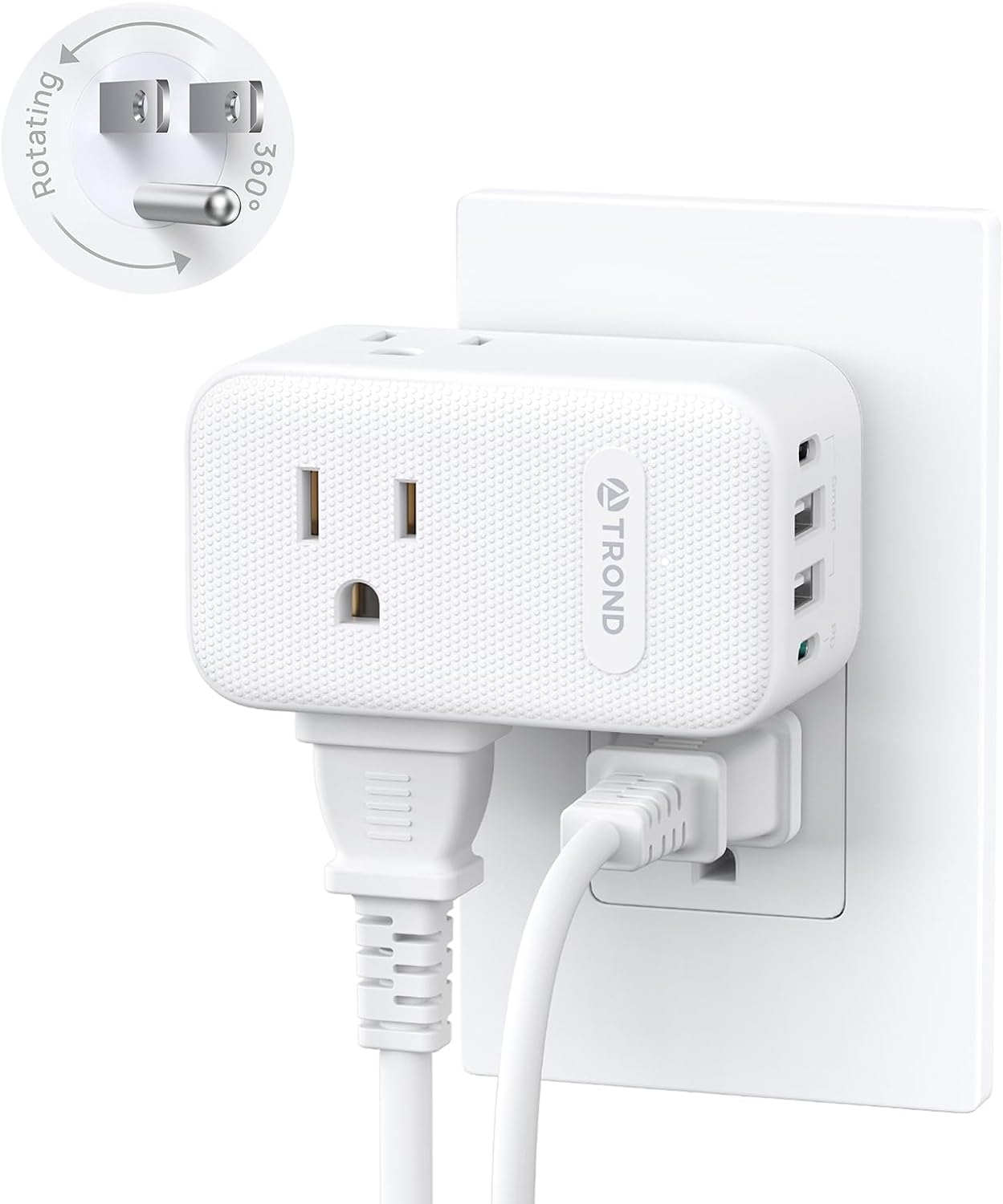 TROND 360° Rotating Multi Plug Outlet Extender, PD 20W USB C Fast ...