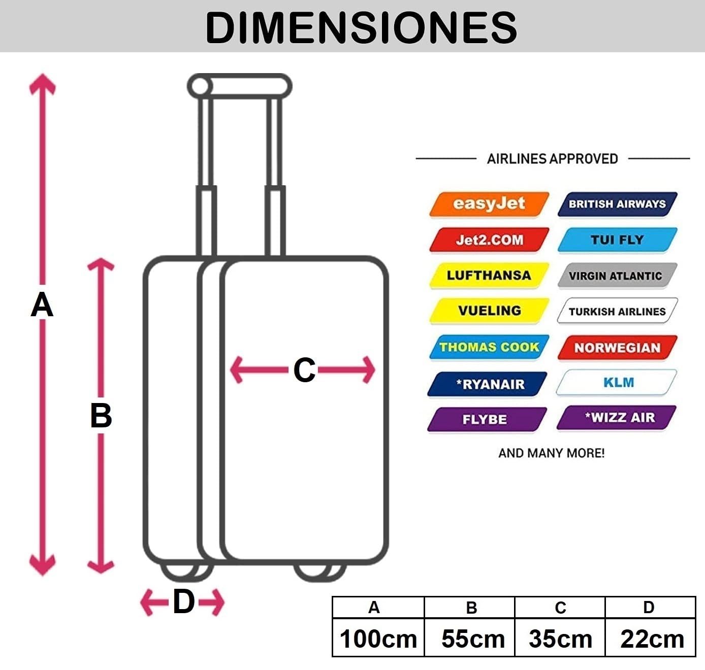 Maleta de Cabina Equipaje de Mano Trolley Viaje Avion rígida 4 Ruedas giratorias pequeña 55x35x22cm Compatible con Todas Las aerolíneas (Plata)