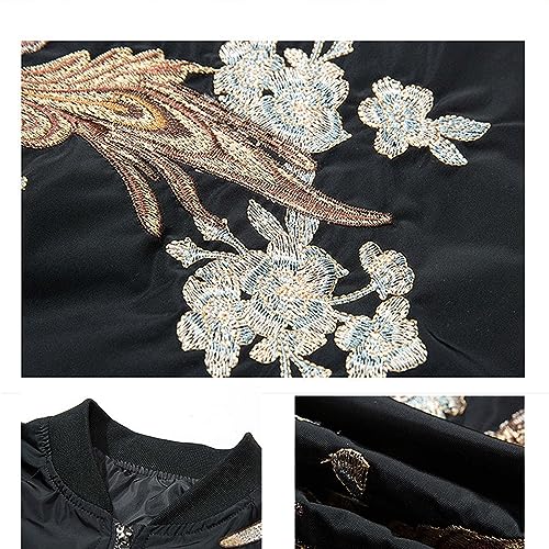 Image of XYXIONGMAO Phoenix Hand Embroidery Personality Japanese hip hop streetwear windbreaker Flight Black Bomber Tactical Jacket