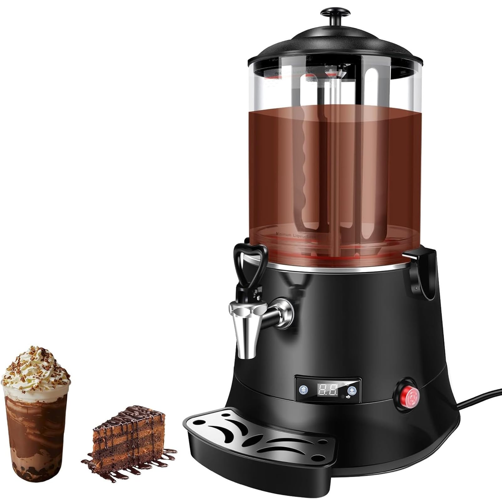 LYJIANGXIN 10L/2.6Gal Commercial Hot Chocolate Machine, 400W Hot Chocolate Melting Machines, 220V Large Capacity Heating Mixing Machine for Cocoa, Milk, Coffee, Juice, Adjustable Temp