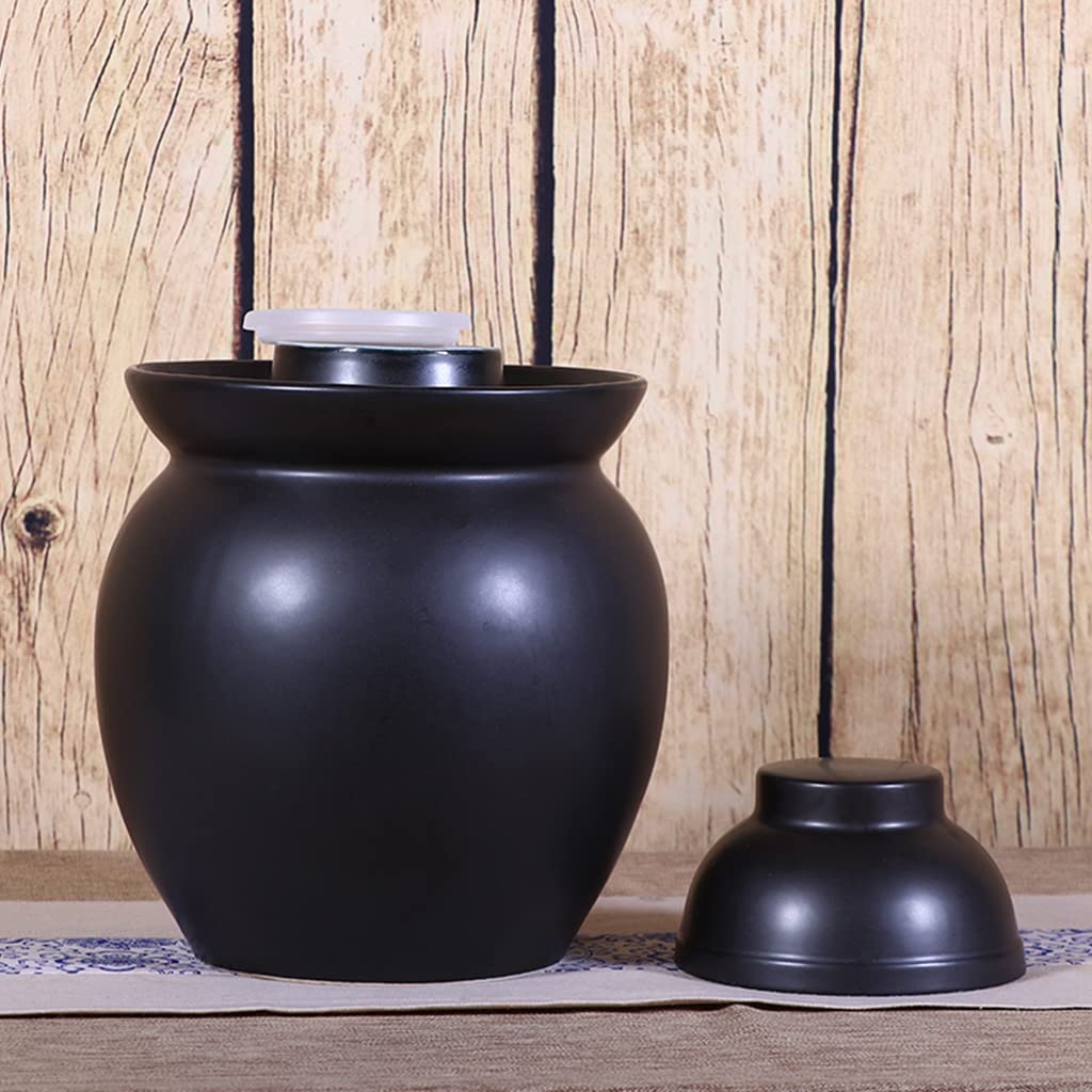 Duży ceramiczny słoik na ogórki z pokrywką, tradycyjny chiński zestaw do fermentacji z pokrywką z uszczelką wodną, ​​słoik do fermentacji do kimchi (niebieski, 3,5 kg)(Blue,1.5KG)