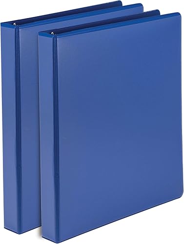 Samsill Fashion Economy View - Carpeta de 3 anillos, carpeta redonda de 1 pulgada, color azul, paquete de 2 unidades