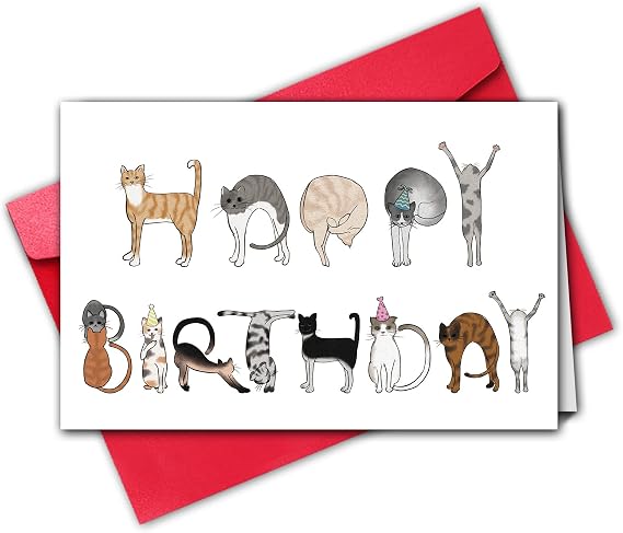 TQDaiker Cats Birthday Card