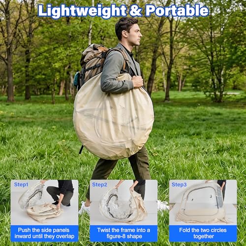 DIAMONDFORGE Pop Up Sports Tent 5x5 FT, Portable Clear Tent with Removable Top Cover for 2-3 Person, Instant Setup, Spacious BubbleTent for Outside, Patio and Outdoor Activities, Beige by DIAMONDFORGE - Image 5