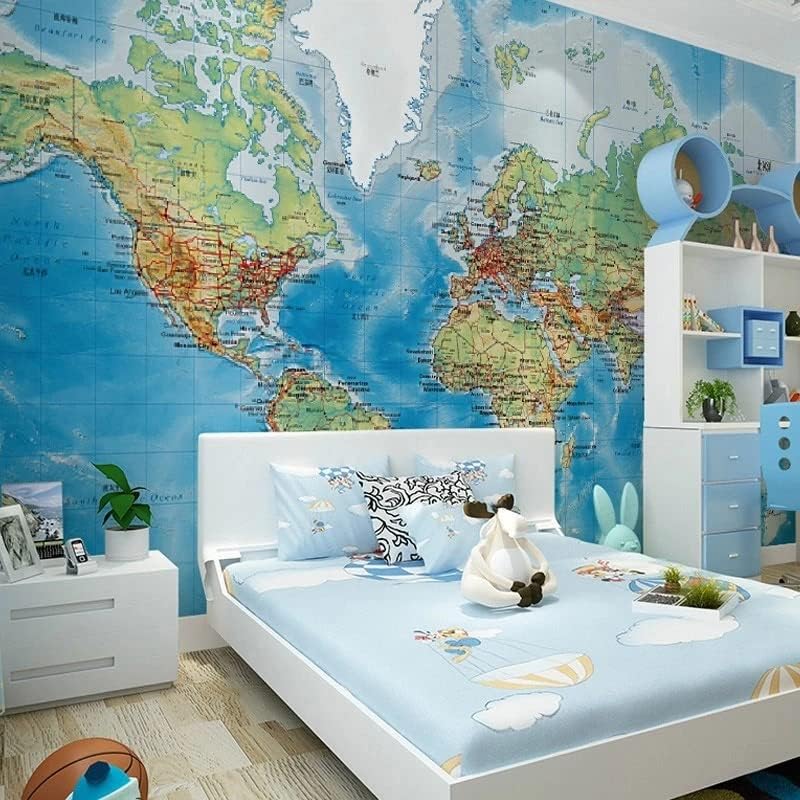Miniatura 2 de Murales de pared de tamaño personalizado, mapa del mundo HD, murales de pared autoadhesivos extraíbles para despegar y pegar, papel tapiz