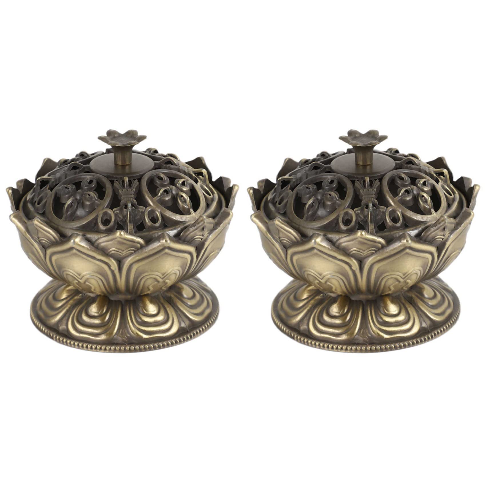 Hndhbfgrt 2X Buddha Incense Burner Flower Incense Holder Handmade Censer for Buddhist Home Decoration