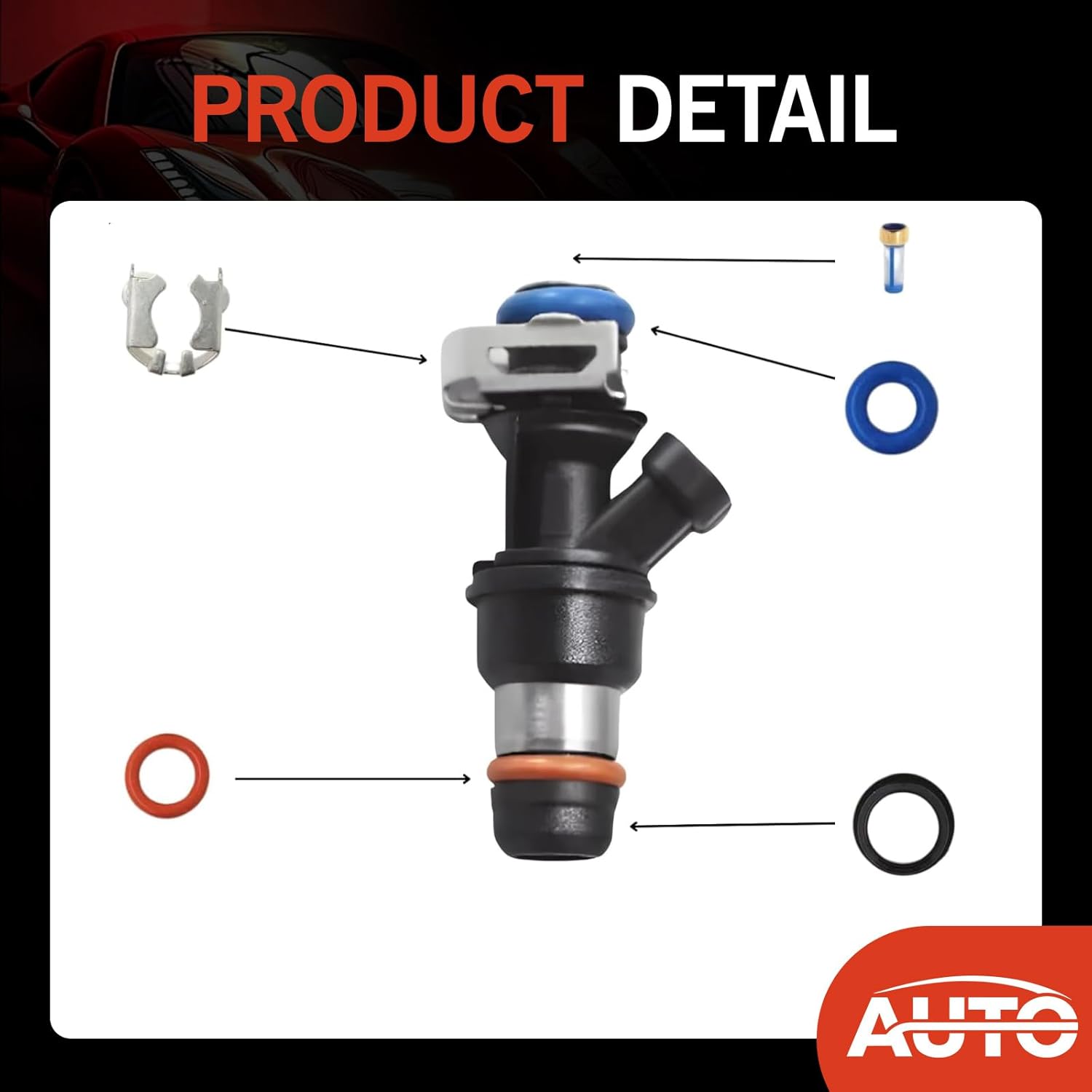 8Set Fuel Injector Repair Seal Kit Compatible with 99-07 GM Chevy Silverado 1500 GMC Sierra FJ887 4.8/5.3/6.0L 17113553 25317628 12580681 micro filters buckle O-ring Cap