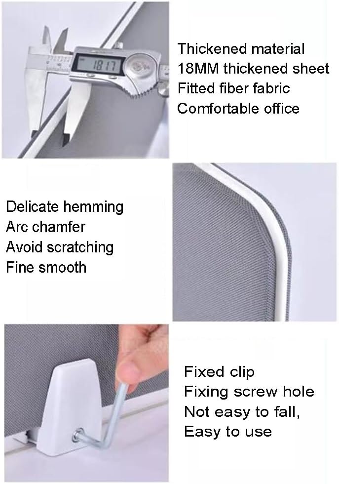 Acoustic Privacy Desk Divider Panel, Noise Reducing Partition for Students, Office Furniture Claws, Desktop Classroom Table Screen (Black, 80 x 30 cm)