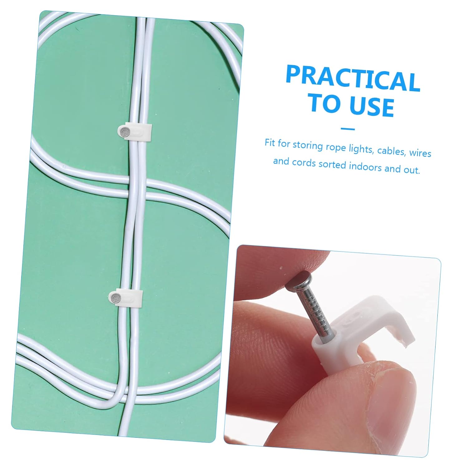 500Pcs Outdoor Cable Clips Durable Wire Fasteners for Electrical and Ethernet Cables Easy Installation with Long Nails Heavy Duty Cable Organizers for Wall Home