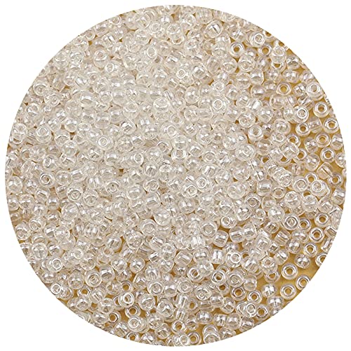 Bala&Fillic Crystal Pearl Color 4mm Seed Beads About 1200pcs/100Grams in Bag, 6/0 Glass Craft Beads for Making Bracelet and Necklace (Crystal Pearl)
