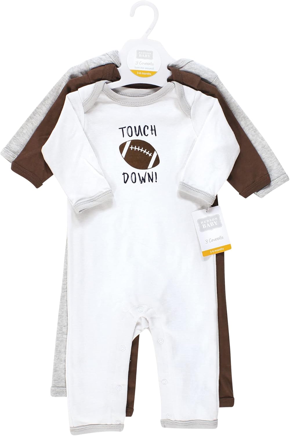 Hudson Baby Girls Unisex Cotton Coveralls, Touch Down, 9-12 Months, Touch Down, 9-12 Months US - Image 2