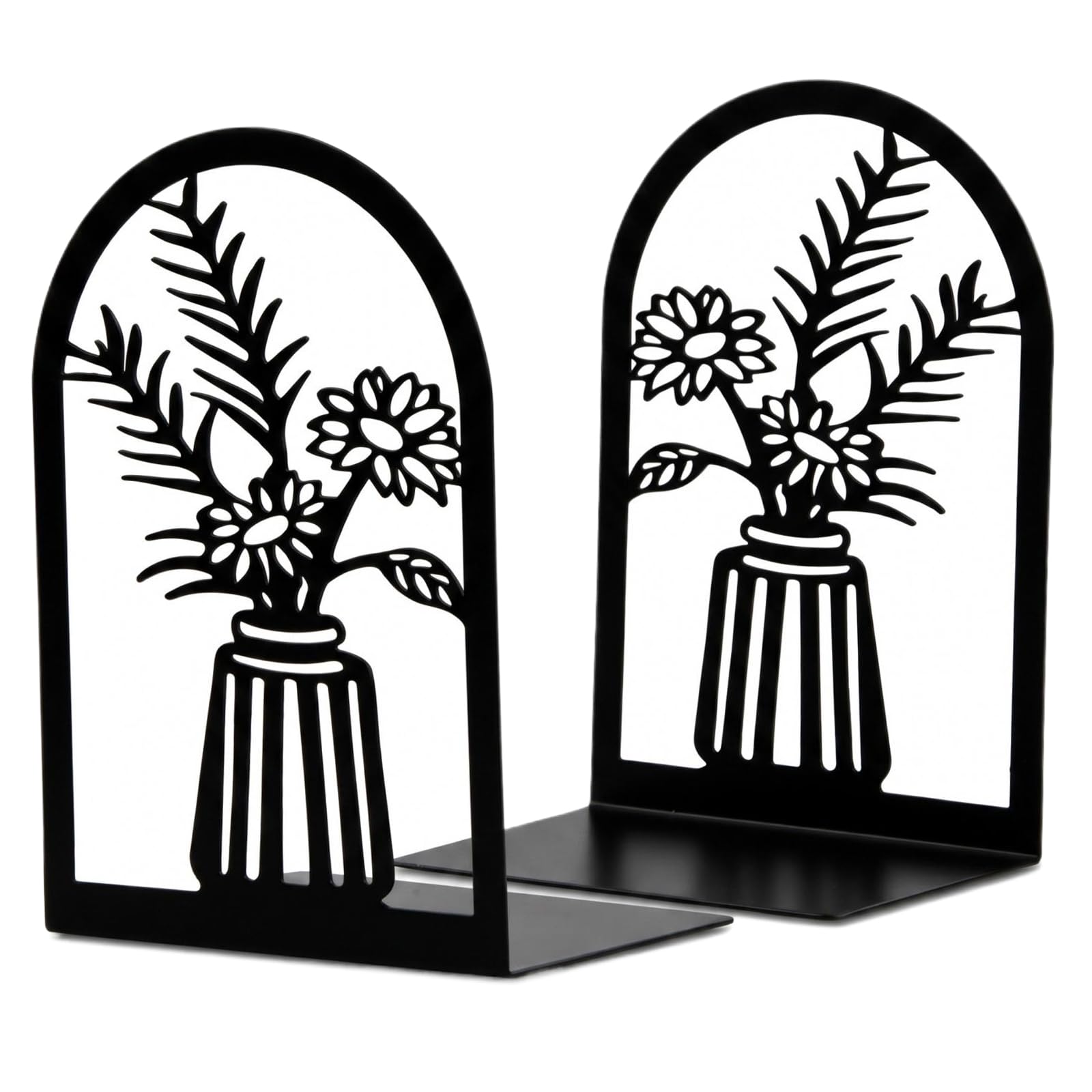 Kemay Metal Book Ends,Heavy Duty Bookends for Shelves,1Pair Decorative Tree Design Book End Holder,NonSlip Book Stoppers Supports for Heavy Books,Home Office Library School Bookshelf Accessories Black