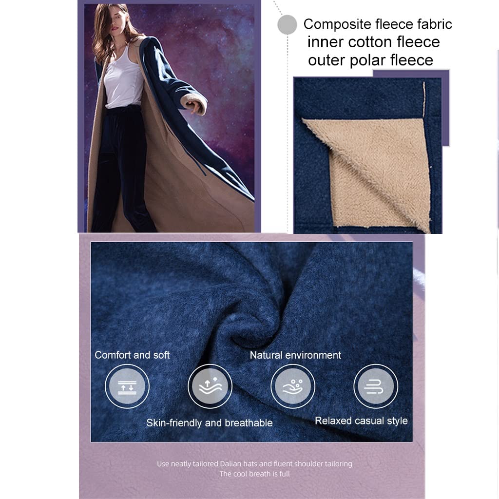 Polarowe Flanelowe Koszule Nocne Dla Kobiet Z Długim Rękawem Kieszeń Długość Podłogi Bielizna Nocna Ubrania Do Spania Jednoczęściowy Szlafrok (Color : Blue, Size : XL-138cm)