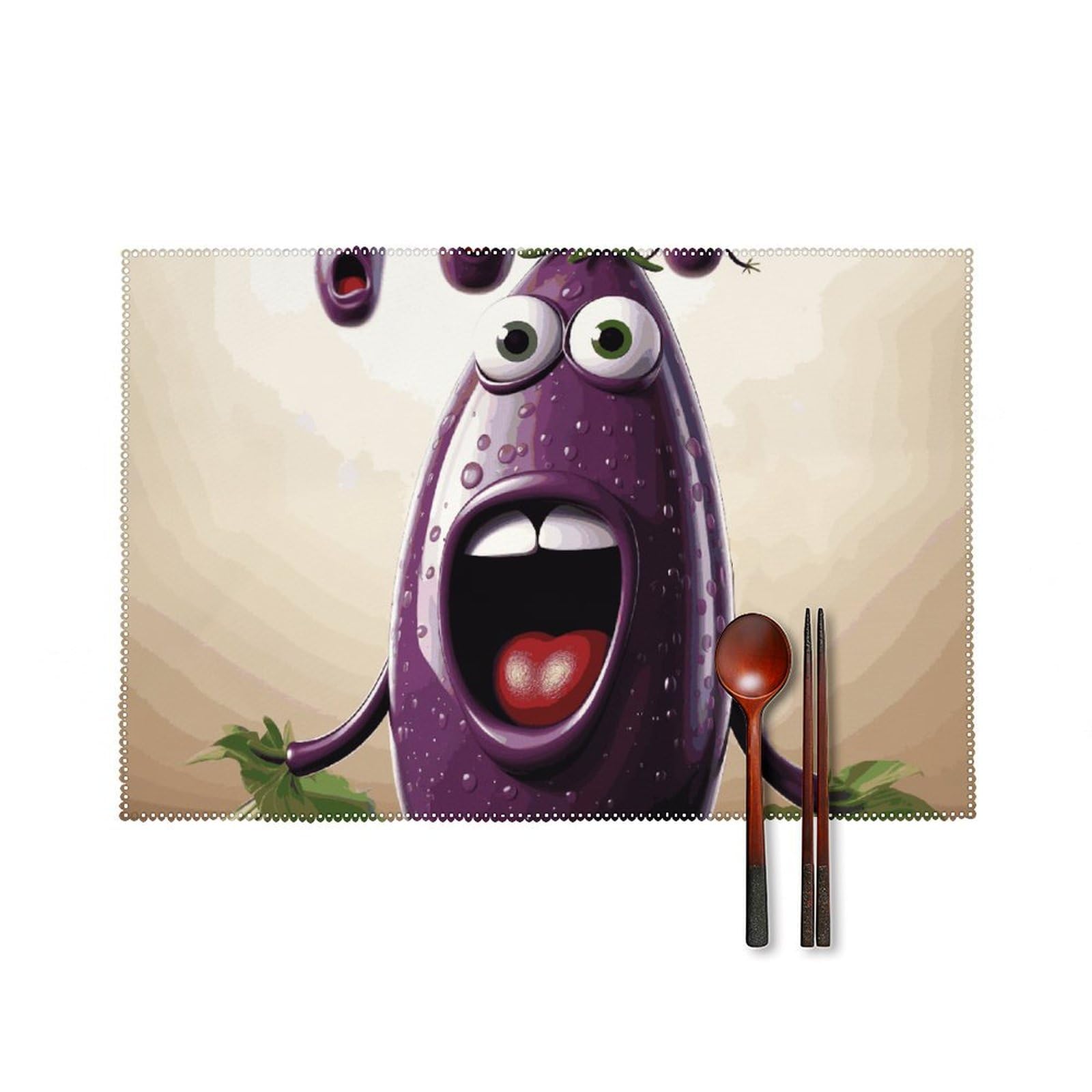 Sets de table de fête lot de 6 motif aubergine pour repas