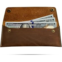 Dessi Crazy Horse Leather Envelope Cash Wallet Pouch, Matte Coffee Brown