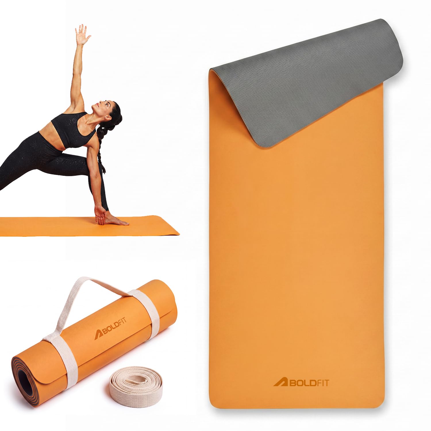 Boldfit Yoga Mat for Man & Woman, 6mm Anti-Slip Yoga Mat with Strap, 6x2 ft Extra Cushion Super Foam, Sweat-Resistant, Durable Workout & Exercise Mat for Men & Women (Home Gym & Yoga Use)