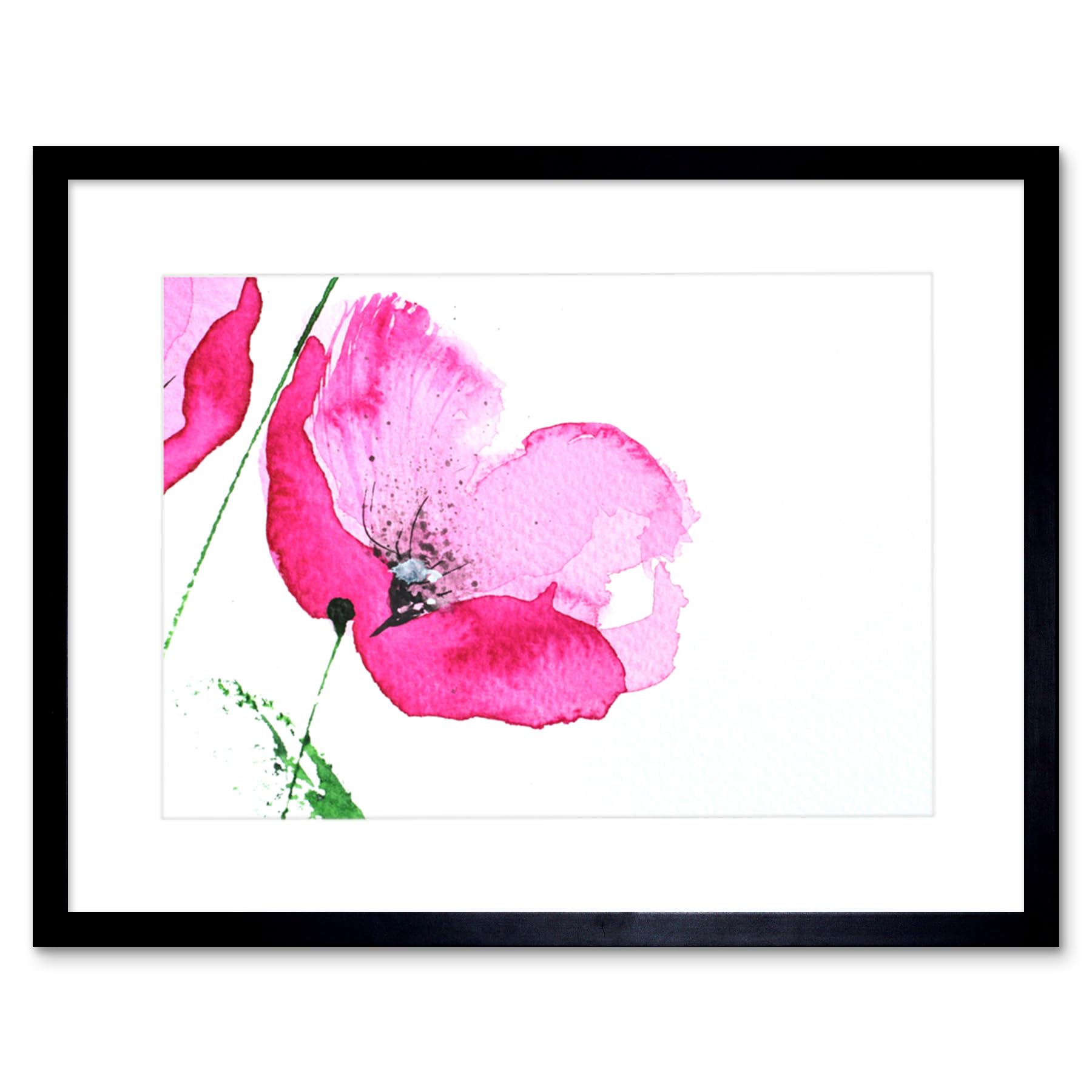 Wee Blue Coo Flower Poppy Watercolour Art Print Framed Poster Wall Decor 9x7 inch