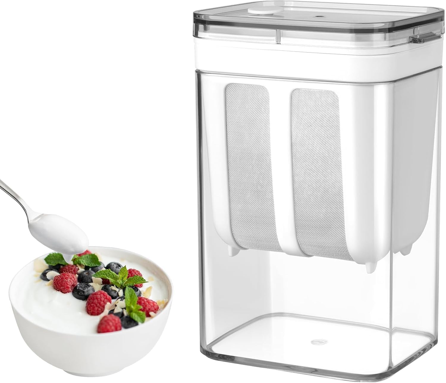 MATSON Yogurt Strainer, 1100ml Multi Yoghurt Maker Strainer with Fine Mesh Bag & Lid for Thick Greek Yogurt, Soybean Milk, Kefir, Berries, Soup, Fruit Juice, Coffee