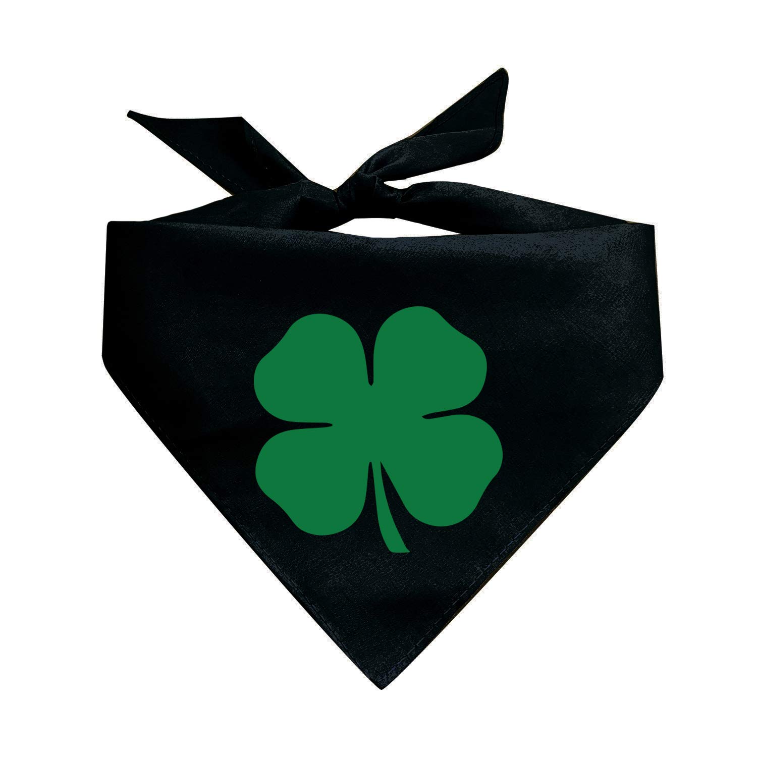 Green Shamrock Dog Bandana | 100% Cotton Triangle | Made in USA| Funny St. Patrick's Day Photoshoot Prop | Simple Four Leaf Clover | Drinking Bar Parade Event Or Party | Black One Size (66)