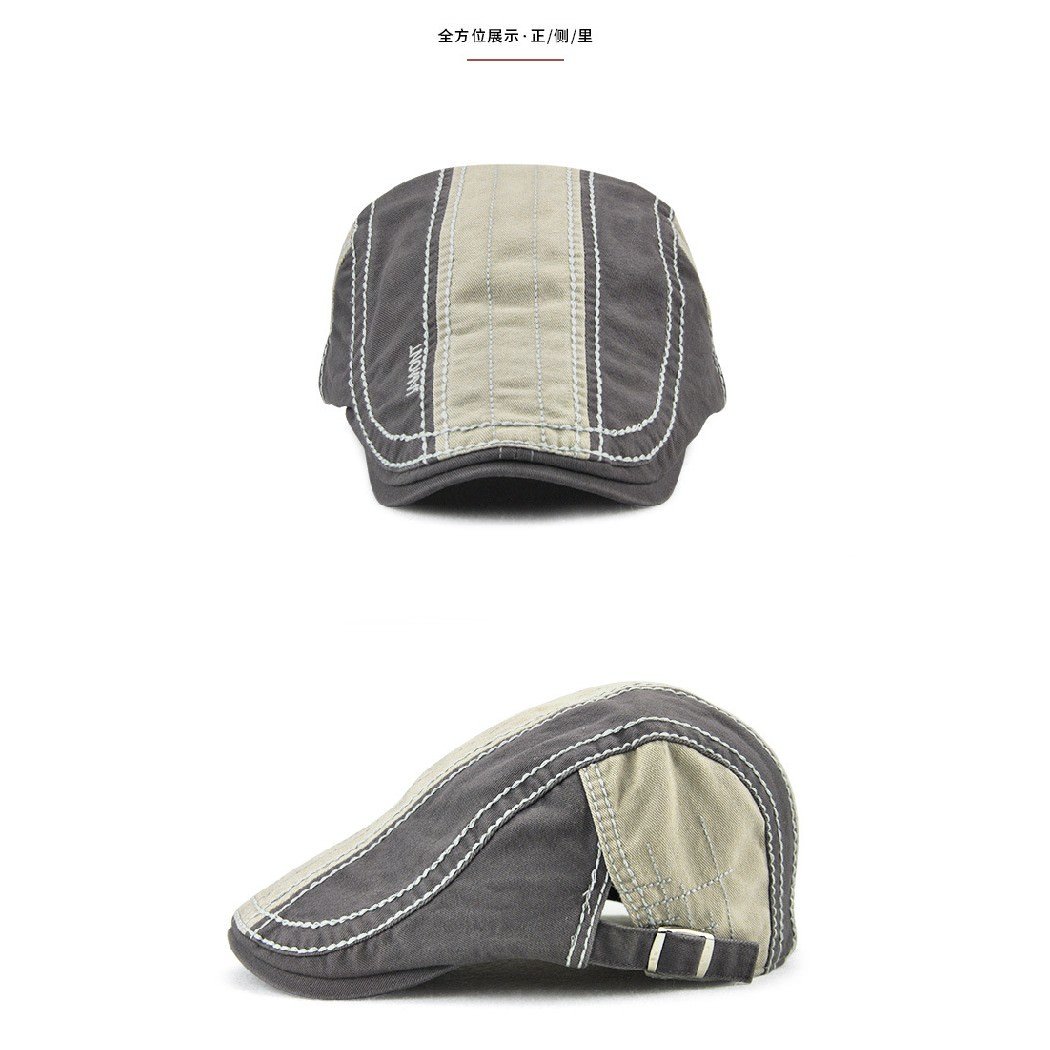 Men's Summer Fashion Vintage Cotton Visor Cap Beret Newsboy Hat Black