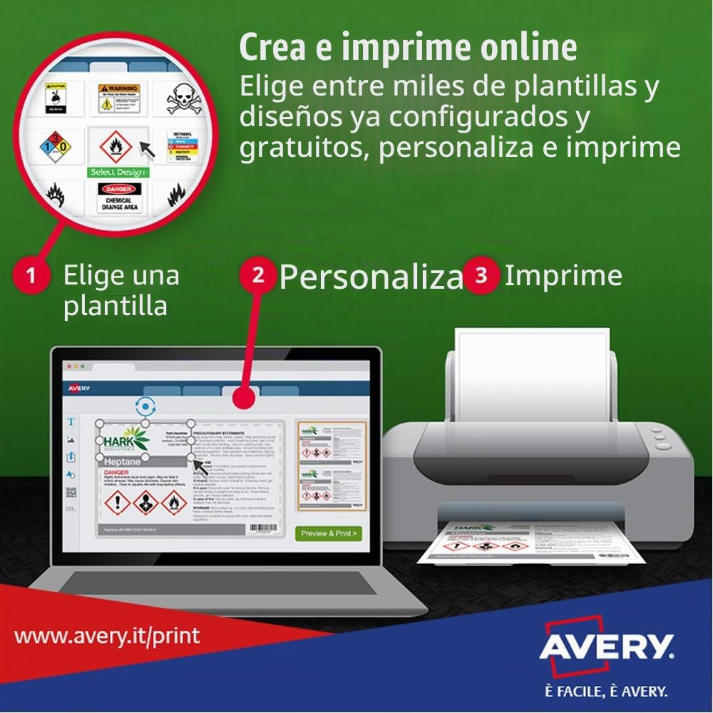 Avery España L6134-20. Caja de 80 etiquetas plata de poliéster 105 x 148mm en A4