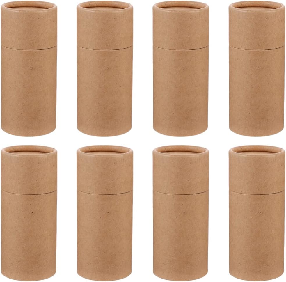 MILISTEN Pack of 8 Kraft Paper Cylinder 100 ml Kraft Paper Packaging Packing containers Tubes with Lids Spherical Kraft Paper Tubes Tea Storage Packing containers Important Oils Bottle Containers (Mild Yellow)