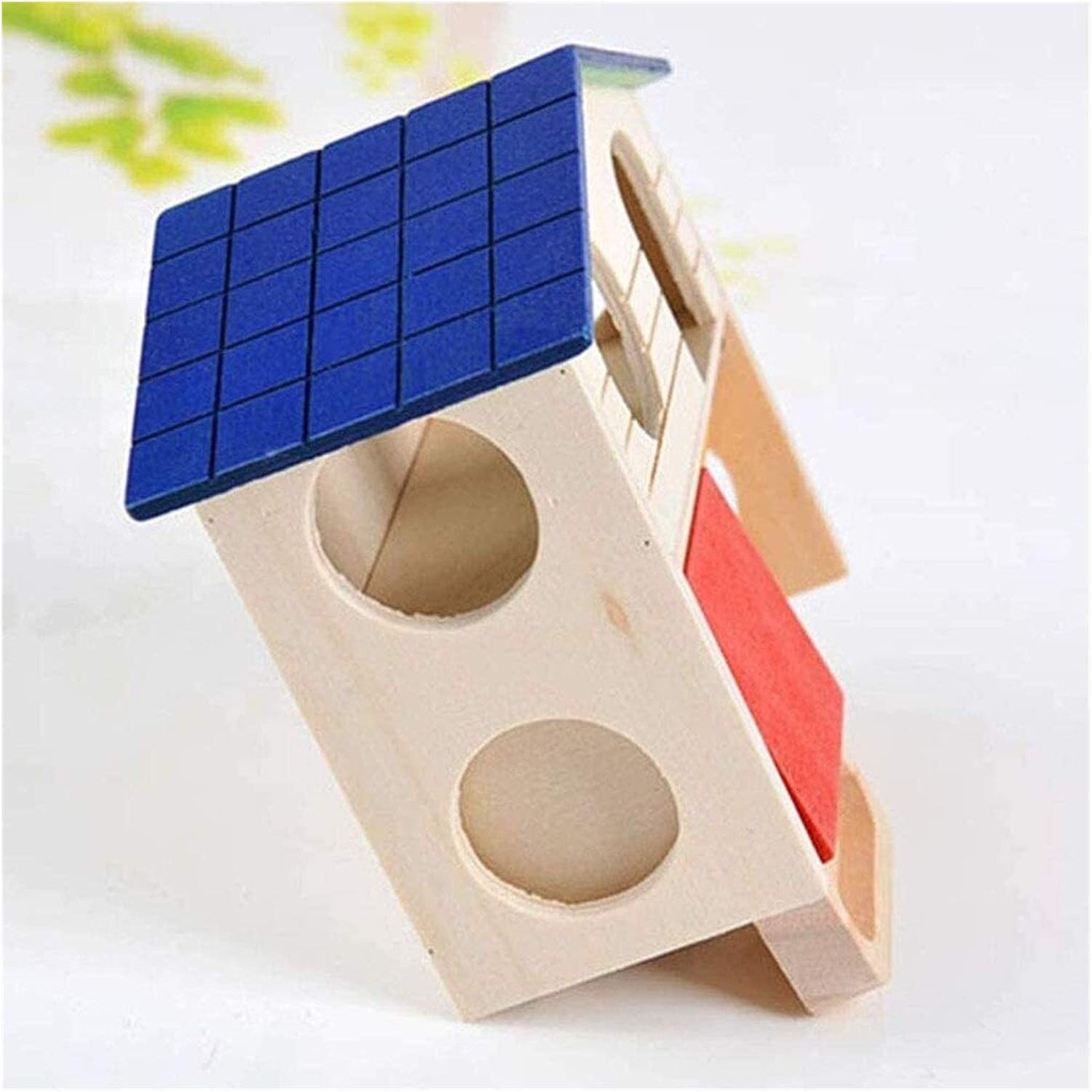 Small Animal Room Hamster Cage Reptile House Hamster Chalet Two-Layer Multifunctional Hamster Villa Wooden Building Furniture Pet Supplies Terrarium Hideouts Gift Small Animals Nest Toy
