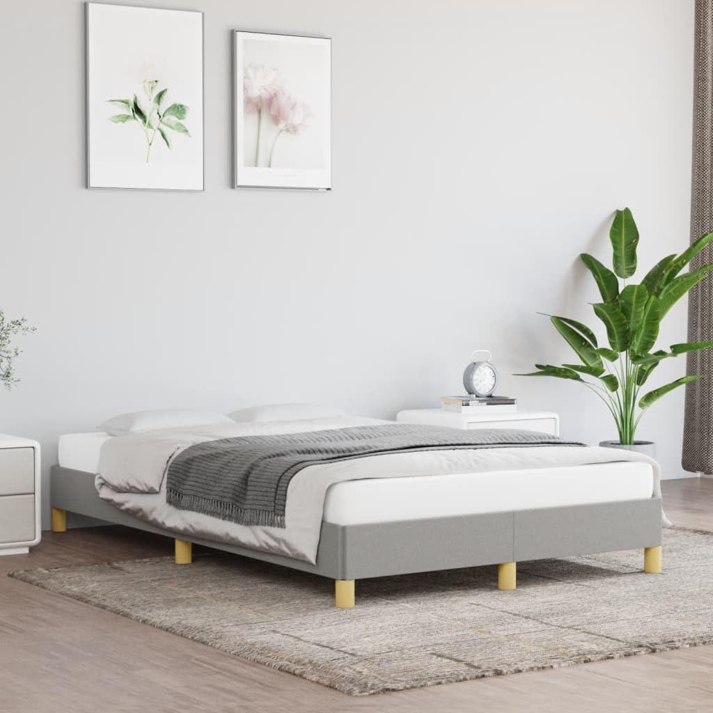 vidaXL Polsterbett, Bett Bettgestell mit Lattenrost, Schlafzimmerbett Doppelbett mit Stützbeinen, Bettrahmen Schlafzimmermöbel, Hellgrau 120x200cm Stoff
