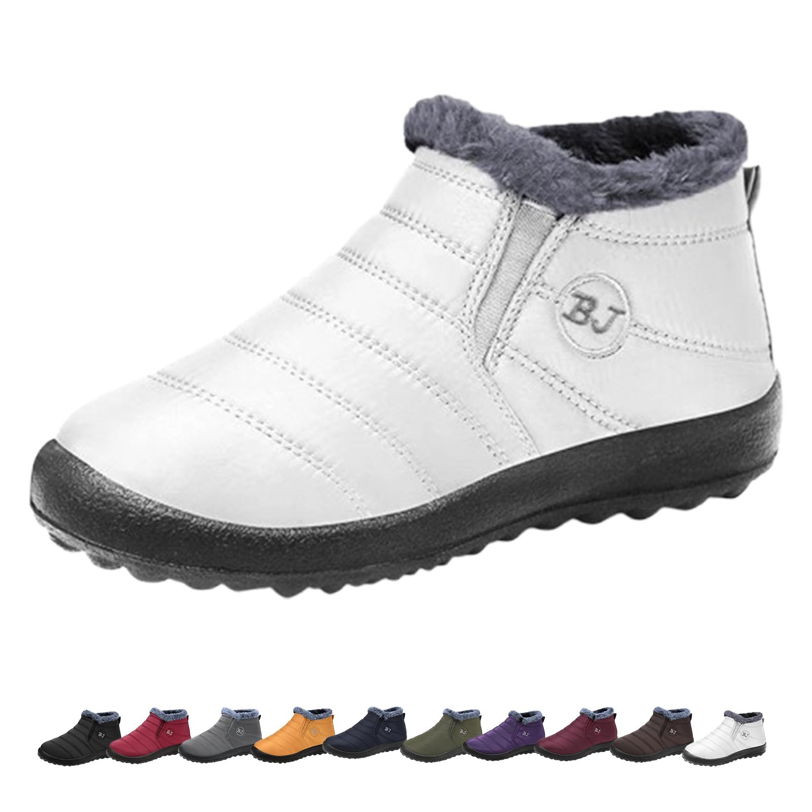 Winter Snow Boots for Women Ankle Booties Warm Fur Lined Waterproof Insulated Outdoor Slip On Winter Shoes Booties