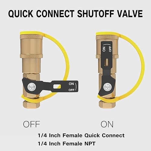 Miniatura 3 de Manguera de propano de conexión rápida de 12 pies para RV, con válvula de cierre de seguridad, conector de desconexión rápida de 14 pulgadas para RV