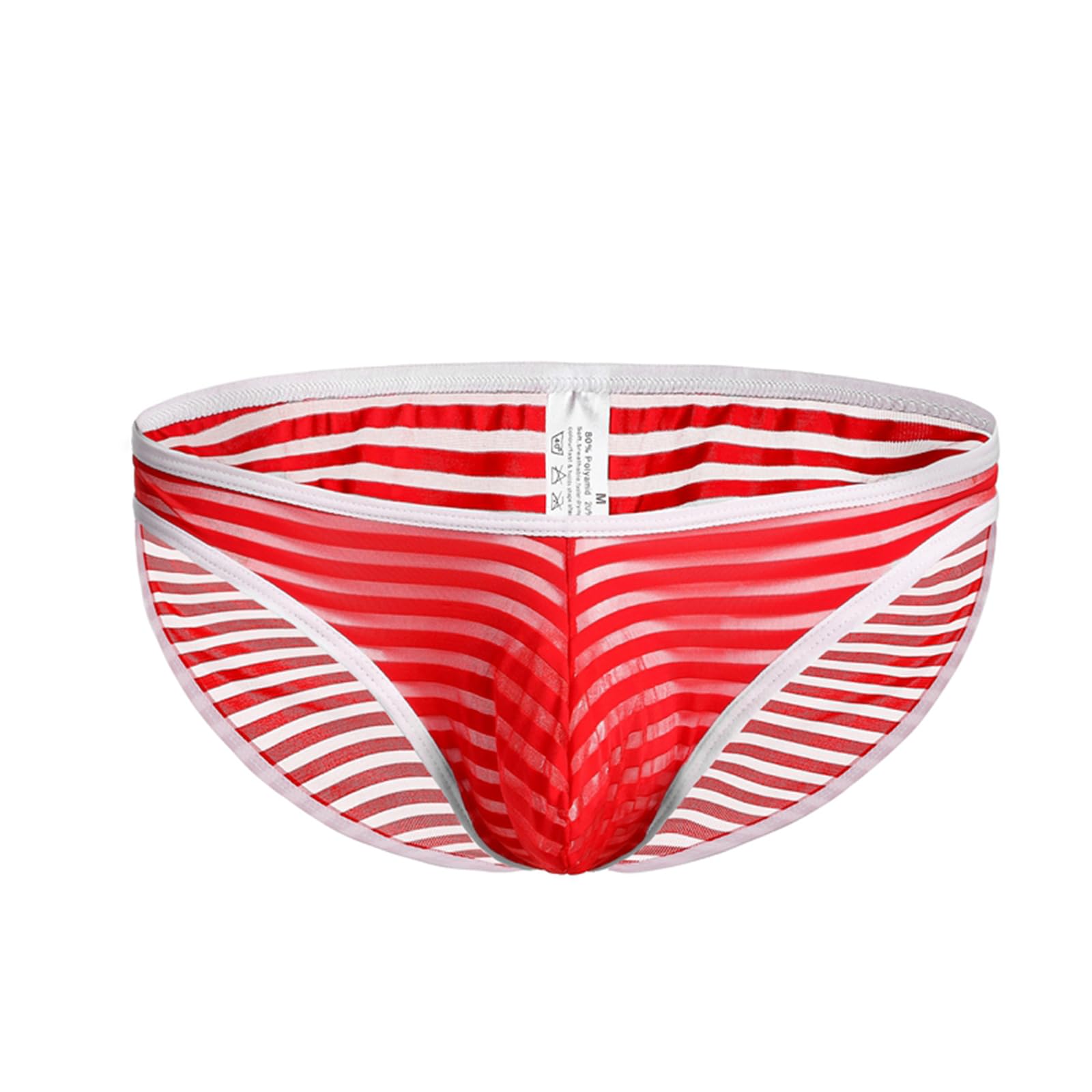 Evankin Men's Sexy Bikini Striped Briefs Underwear With Bulge Pouch Briefs Male Mesh See Through Breathable Underwear