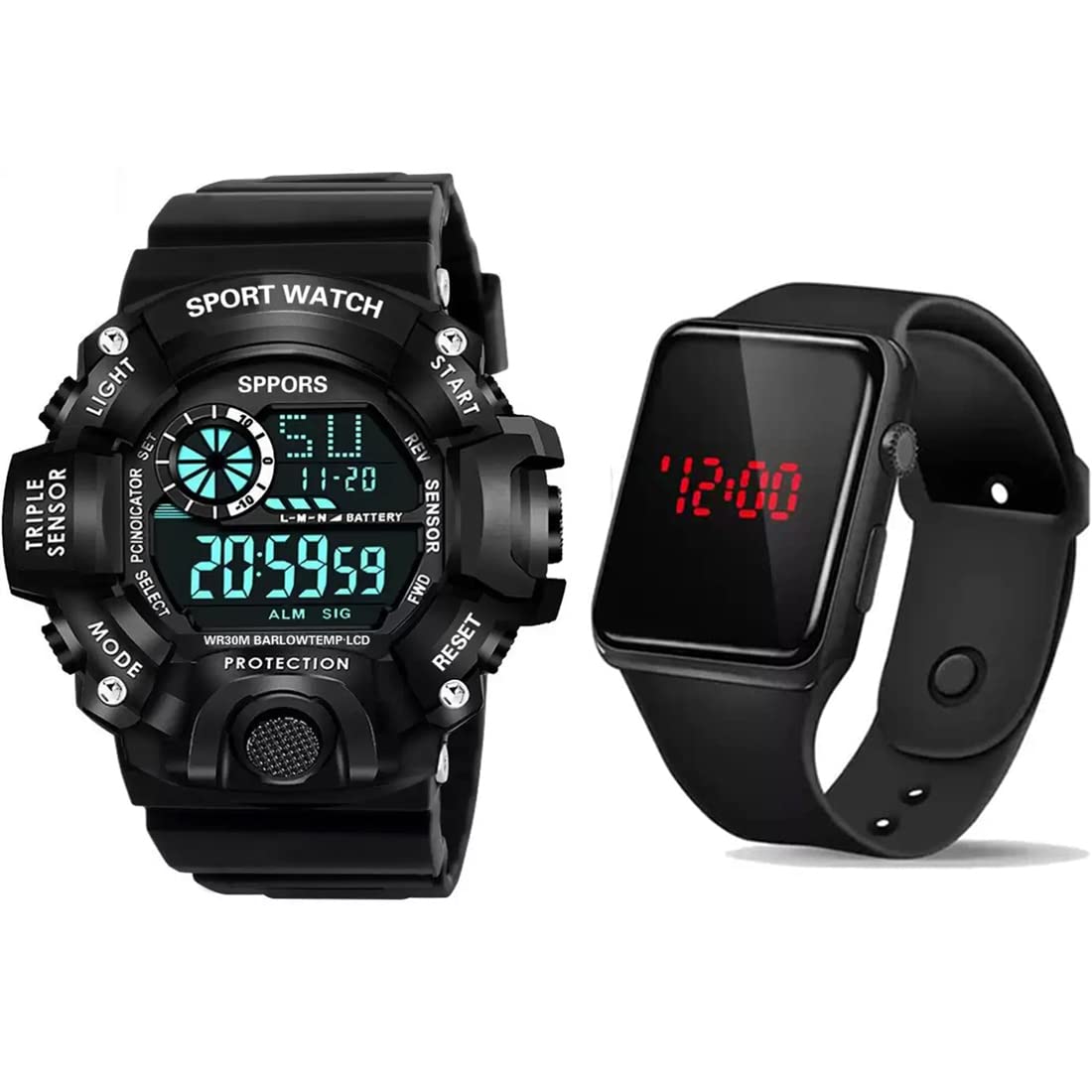 GOLDENIZE FASHION Multi Functional Outdoor Sports Multicolor Digital Dial Boy's Men's Watch | Pack of 2