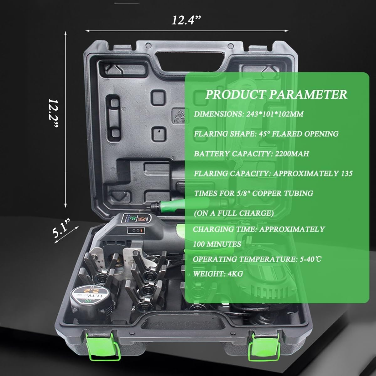 Juego de Herramientas de abocardado eléctrico Profesional con 8 Accesorios, Herramienta de abocardado de Tubos de Cobre, for Tubos de Freno y Aire Acondicionado