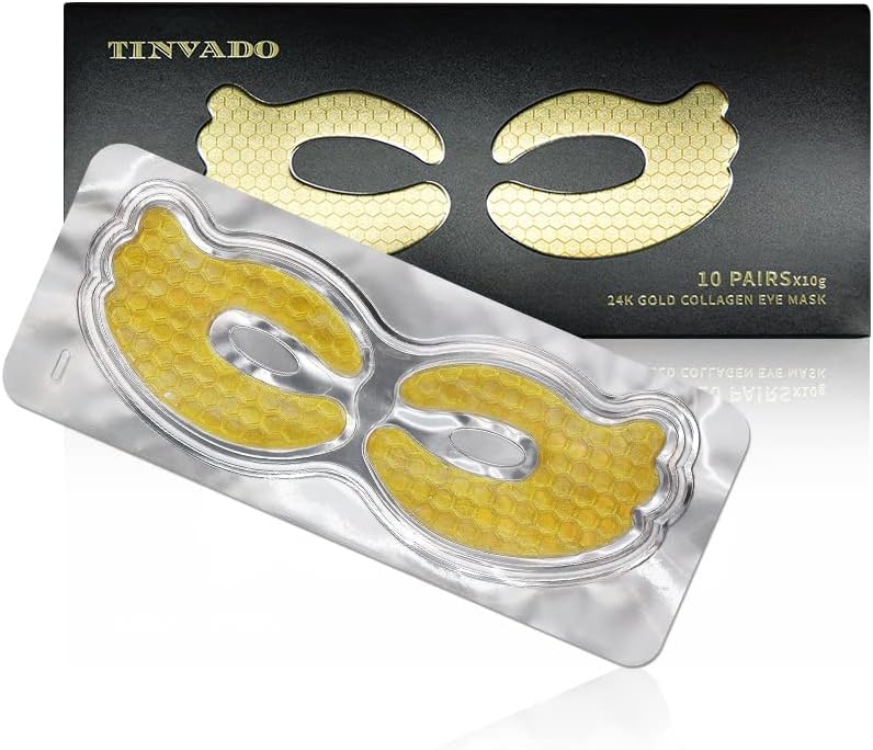 Máscaras em adesivo para a região dos olhos TINVADO com colágeno dourado, pacote com 10 pares