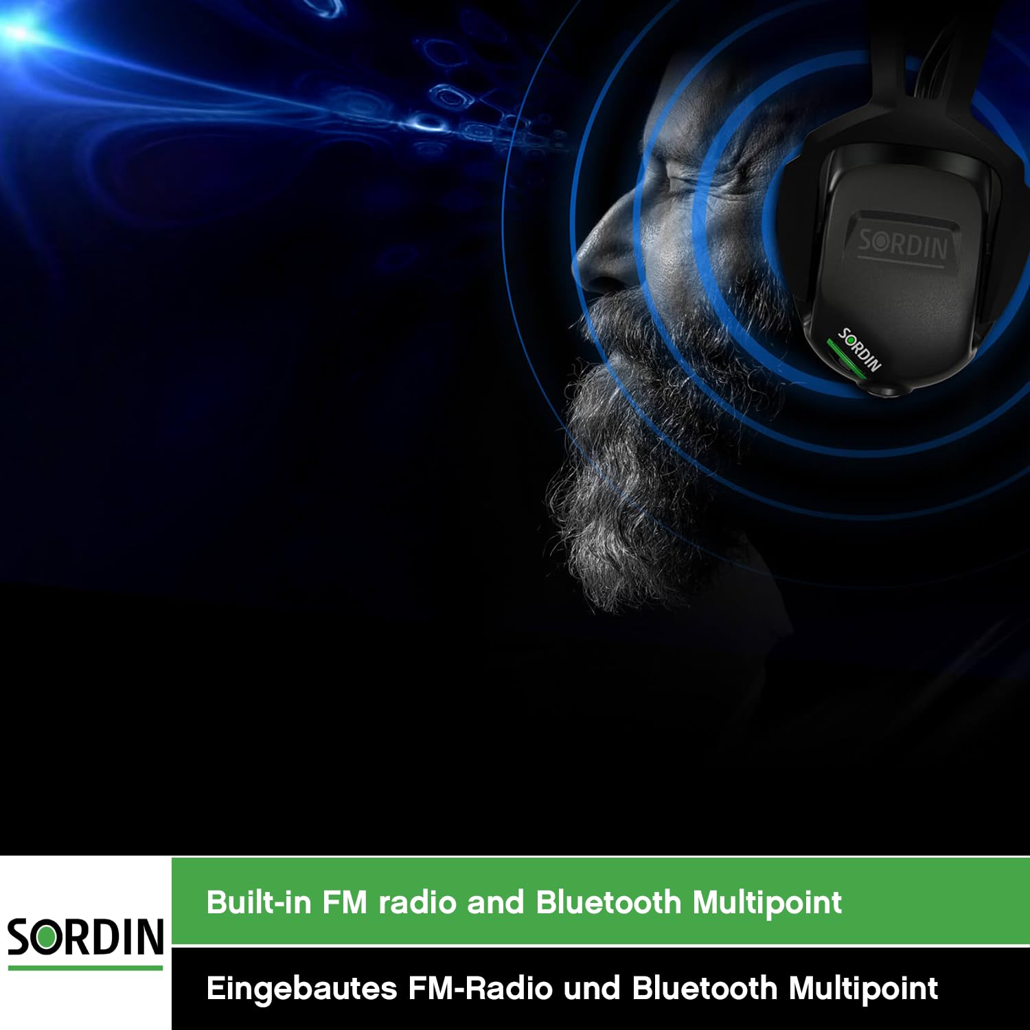 Sordin Sharp Kapsel-Gehörschutz - elektronischer Bluetooth-Ohrenschützer - 29 dB SNR - aktiver Gehörschützer - Gelkissen