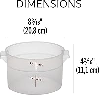 Vista 2 de Lumintrail Cambro recipiente redondo de almacenamiento de alimentos de 2 cuartos de galón, translúcido, con tapa translúcida, paquete con juego