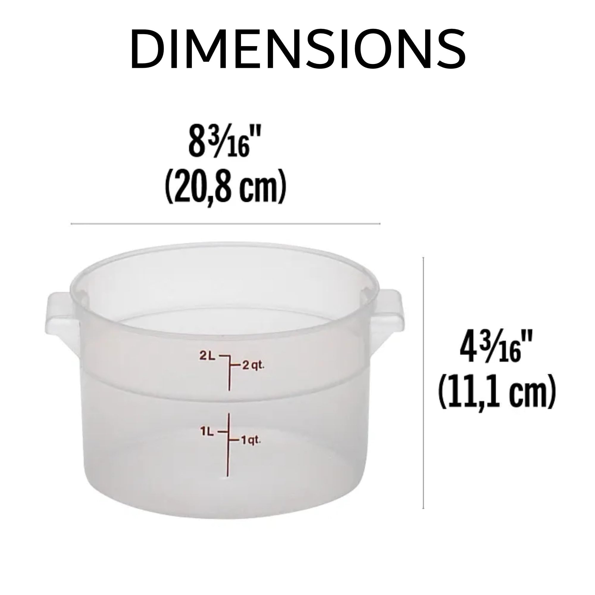 Lumintrail Cambro runde Frischhaltedosen, 2 Liter, transparent, mit einem durchscheinenden Deckel, Bündel mit einem Messlöffel-Set