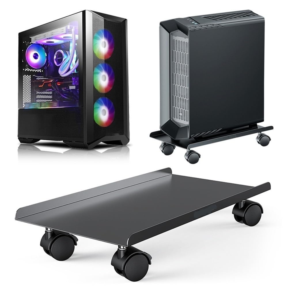 PC Tower stojak stalowy stojak na procesor z blokującym kółkiem rolkowym, mobilne pudełko do przechowywania Dolly PC stojak do większości gier Tower PC ATX obudowa uchwyt procesora