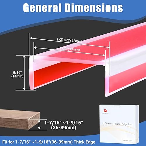 Miniatura 2 de Borde de goma, borde de canal en U autoadhesivo, protector de borde para madera contrachapada y madera, bandas de borde en forma de U para despegar