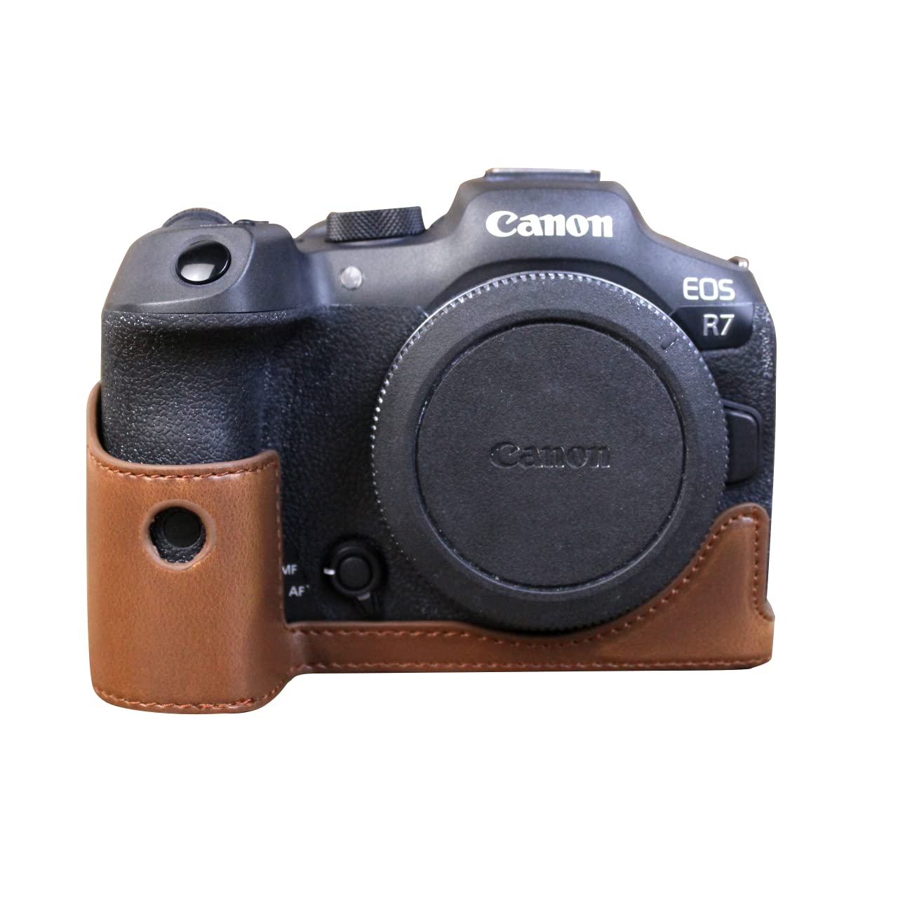 Rieibi EOS R7 Case – Quality PU Leather Half Case for Canon EOS R7 Digital Camera – Grip Case for Canon EOSR7, Coffee, Camera Case