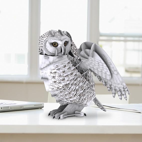 CubicFun 661079 National Geographic 3D Puzzle, Snow Owl, 3D Animal Puzzle Owl with 32 Pieces, Model Kit for Children from 8 Years