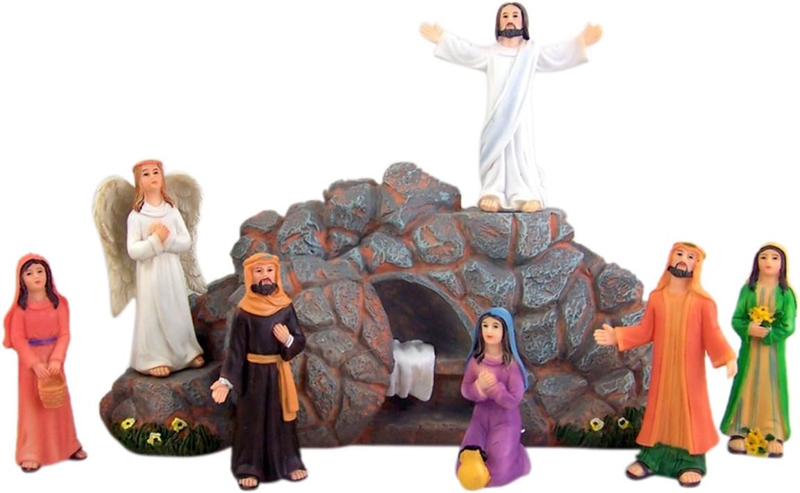Religious Eight Piece Resin Figurine Resurrection of Jesus Christ Statue Set Decoration